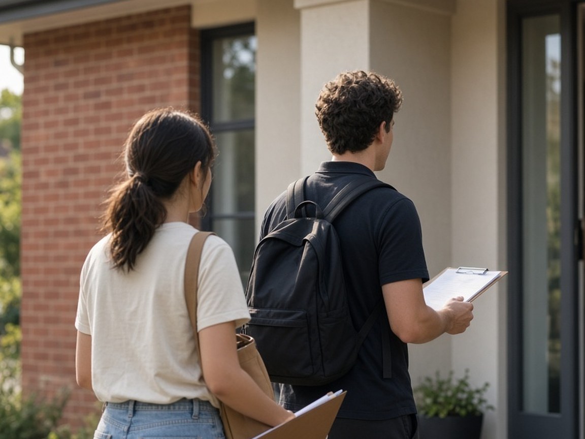Door-to-door fundraising team at a suburban house