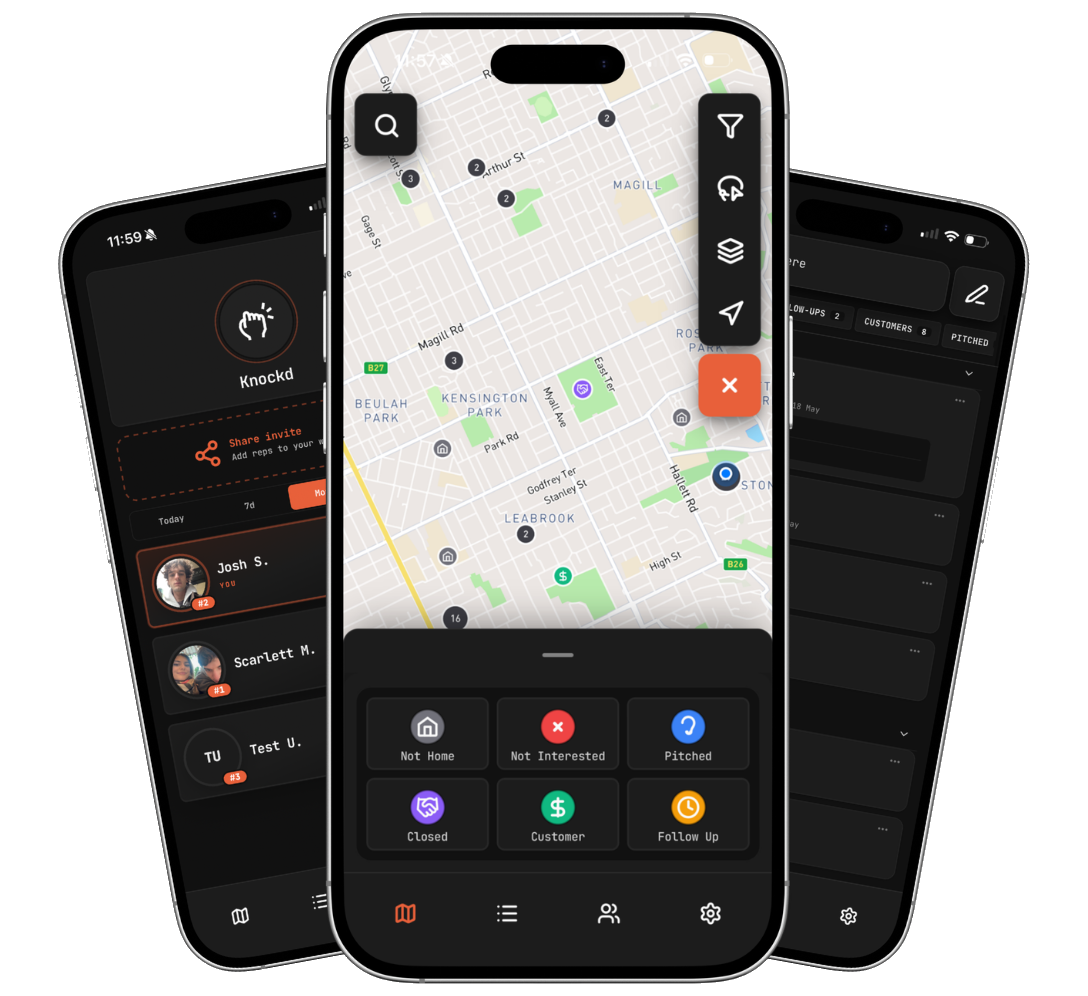 Knockd on iPhone - live map, team leaderboard, and door activity